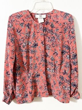 Vintage PS Illustrations Coral Pink Floral Paisley Blouse Size 2